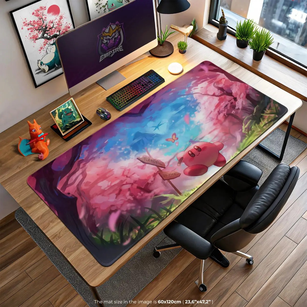Cherry Blossom Dream Desk Mat, Kirby Adventure Mouse Pad