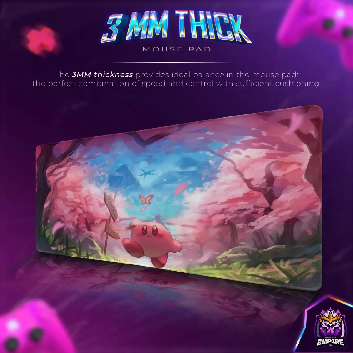 Cherry Blossom Dream Desk Mat, Kirby Adventure Mouse Pad