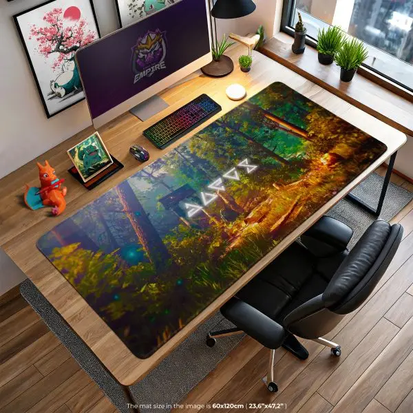Enchanted Forest Desk Mat, Mystic Runes Mouse Pad