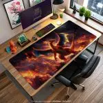 Flaming Dragon Desk Mat, Firestorm Battle Mouse Pad