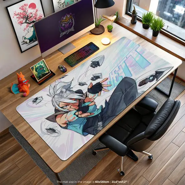 Jett Valorant Desk Mat, Duelist Edge Mouse Pad