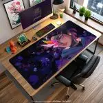 Neon Butterfly Desk Mat, Cyber Aesthetic Mouse Pad