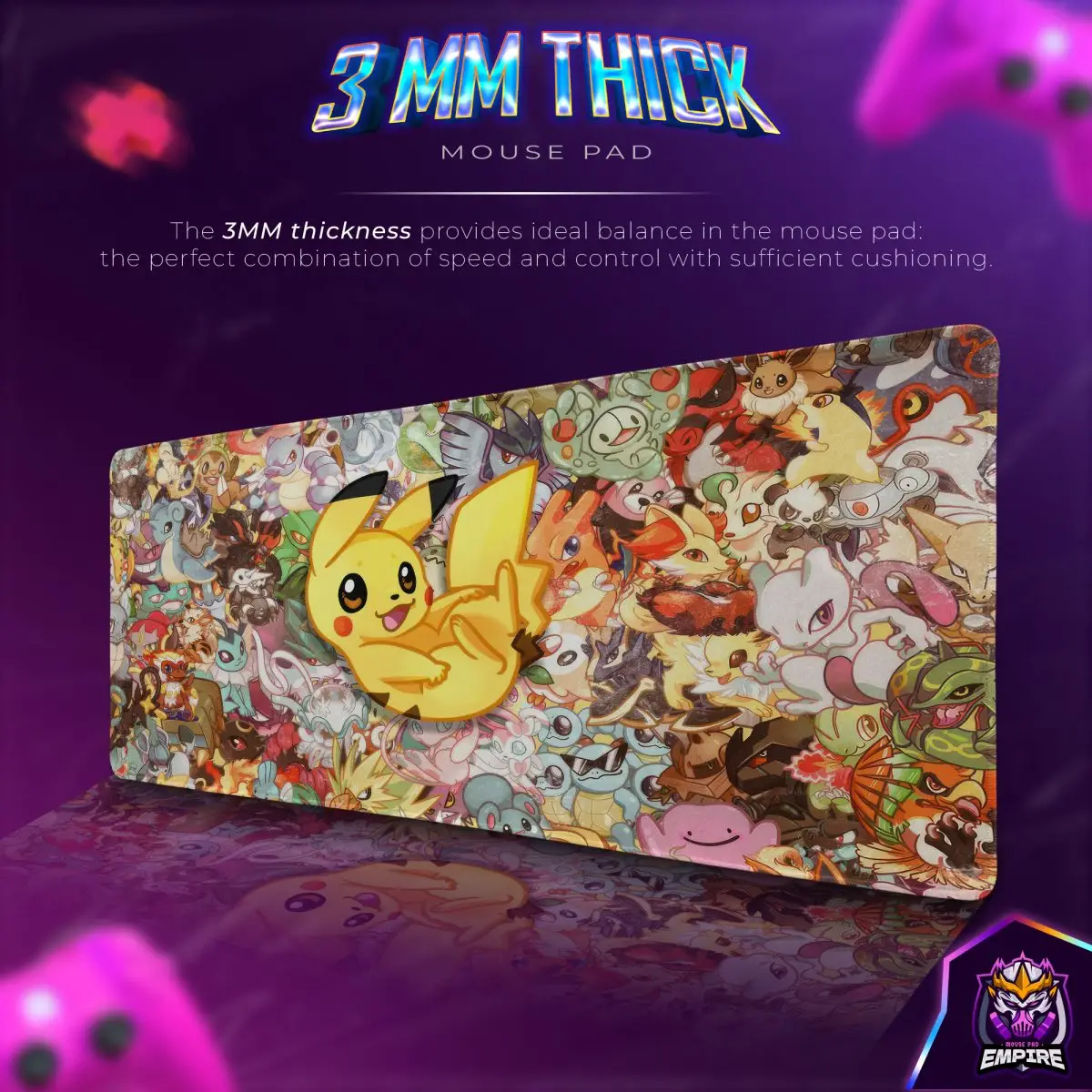 Pikachu Ultimate Pokémon Desk Mat, Electric Hero Mouse Pad