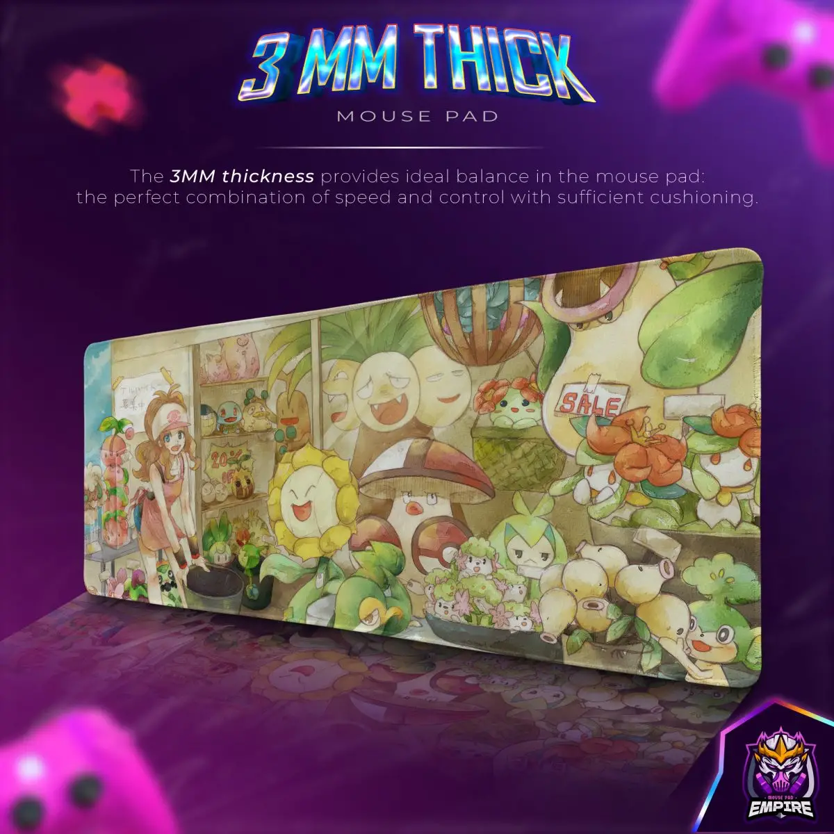 Pokémon Garden Market Desk Mat, Nature Bloom Mouse Pad