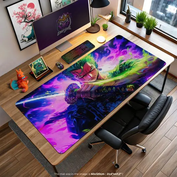 Zoro's Fury Desk Mat, Swordsman's Spirit Mouse Pad