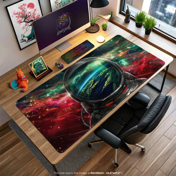 Cosmic Explorer Desk Mat, Astronaut Vision Mouse Pad