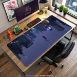 Cyber City Illusion Desk Mat, Futuristic Skyline Mouse Pad