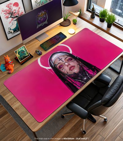Cyberpunk Nun Desk Mat, Futuristic AI Mouse Pad