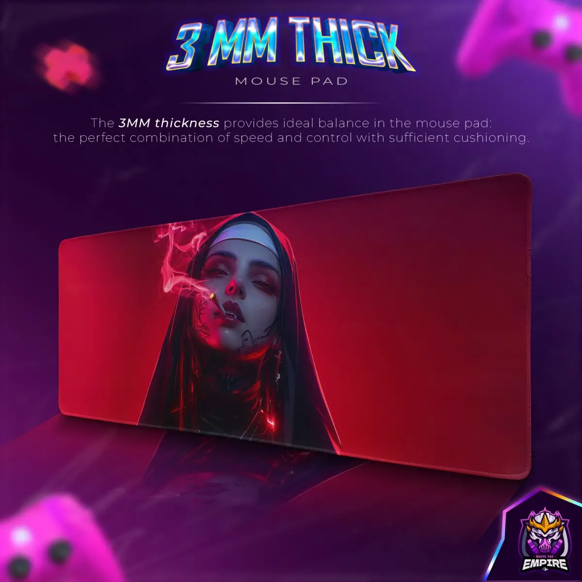 Dark Nun Aesthetic Desk Mat, Smoking Nun Mouse Pad