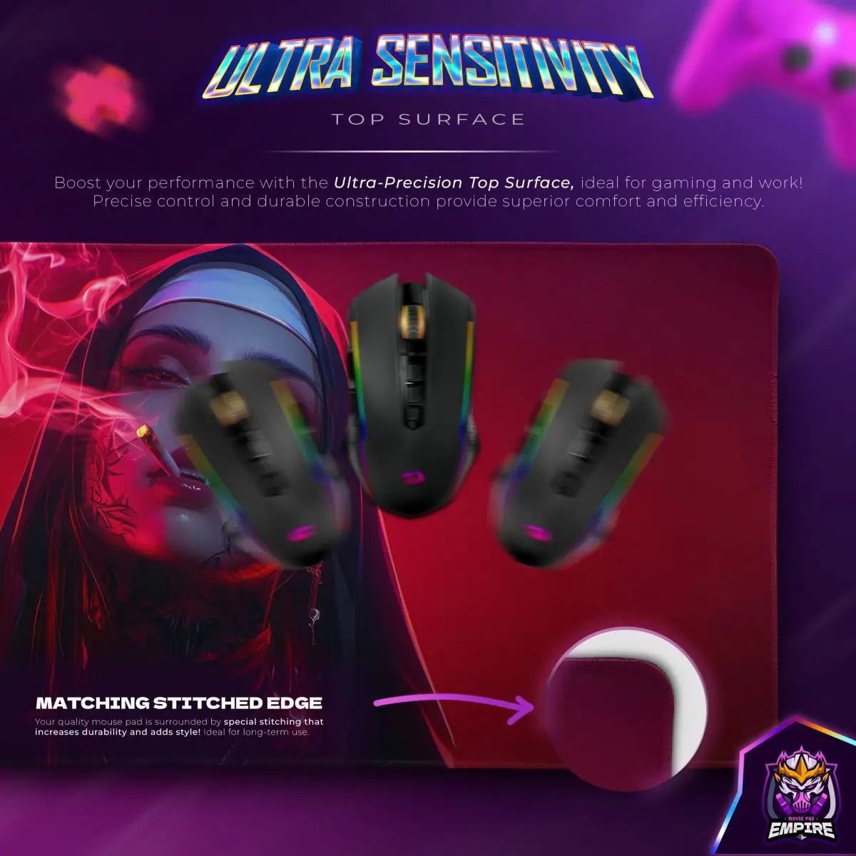 Dark Nun Aesthetic Desk Mat, Smoking Nun Mouse Pad