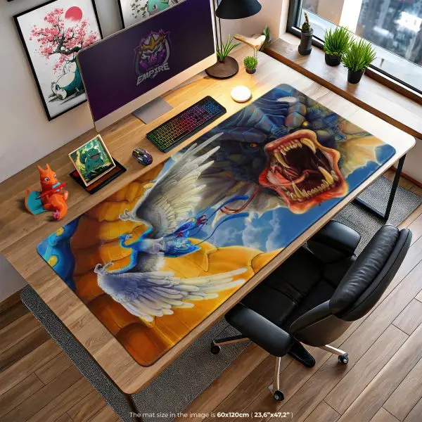 Dragon’s Wrath Desk Mat, Epic Battle Mouse Pad