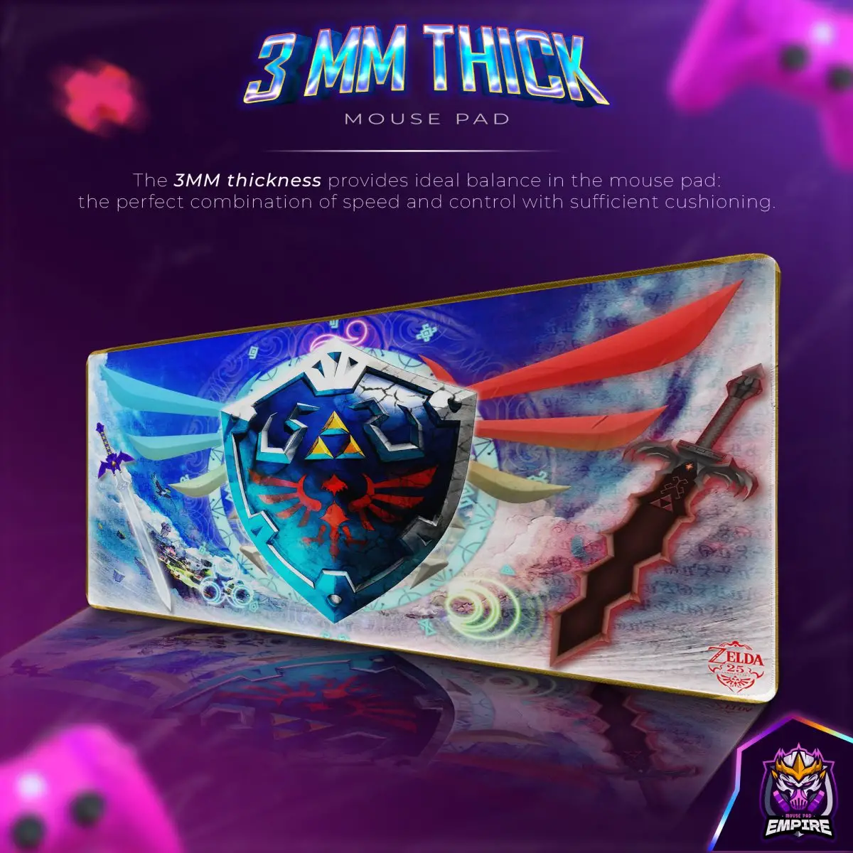 Hylian Shield Desk Mat, Zelda's Legacy Mouse Pad