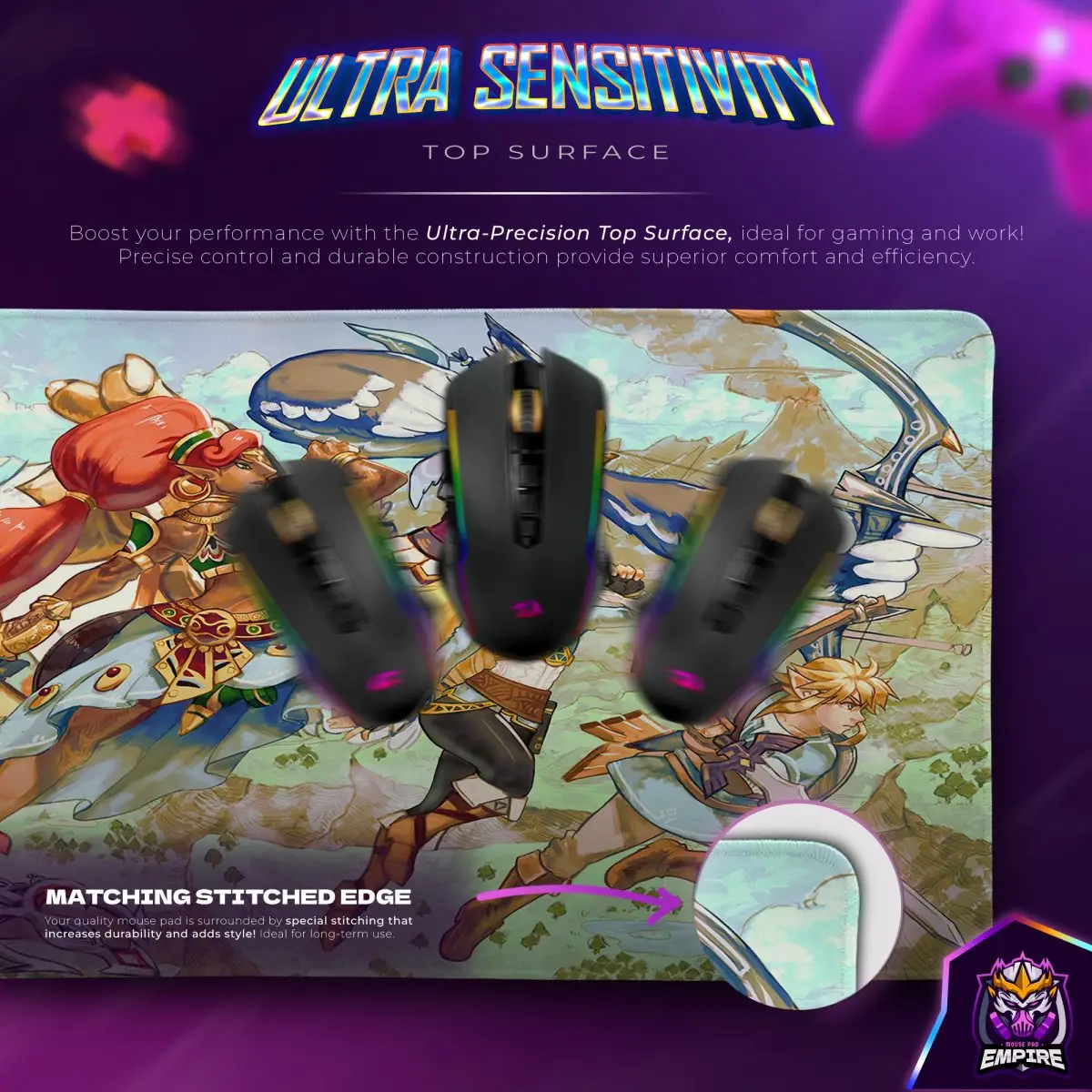 Hyrule Champions Desk Mat, Zelda Adventure Mouse Pad