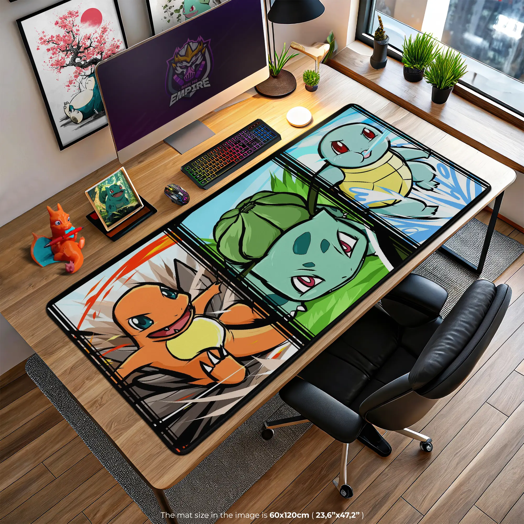 kanto-starters-desk-mat-pokémon-trio-mouse-pad1 Kanto Starters Desk Mat, Pokémon Trio Mouse Pad