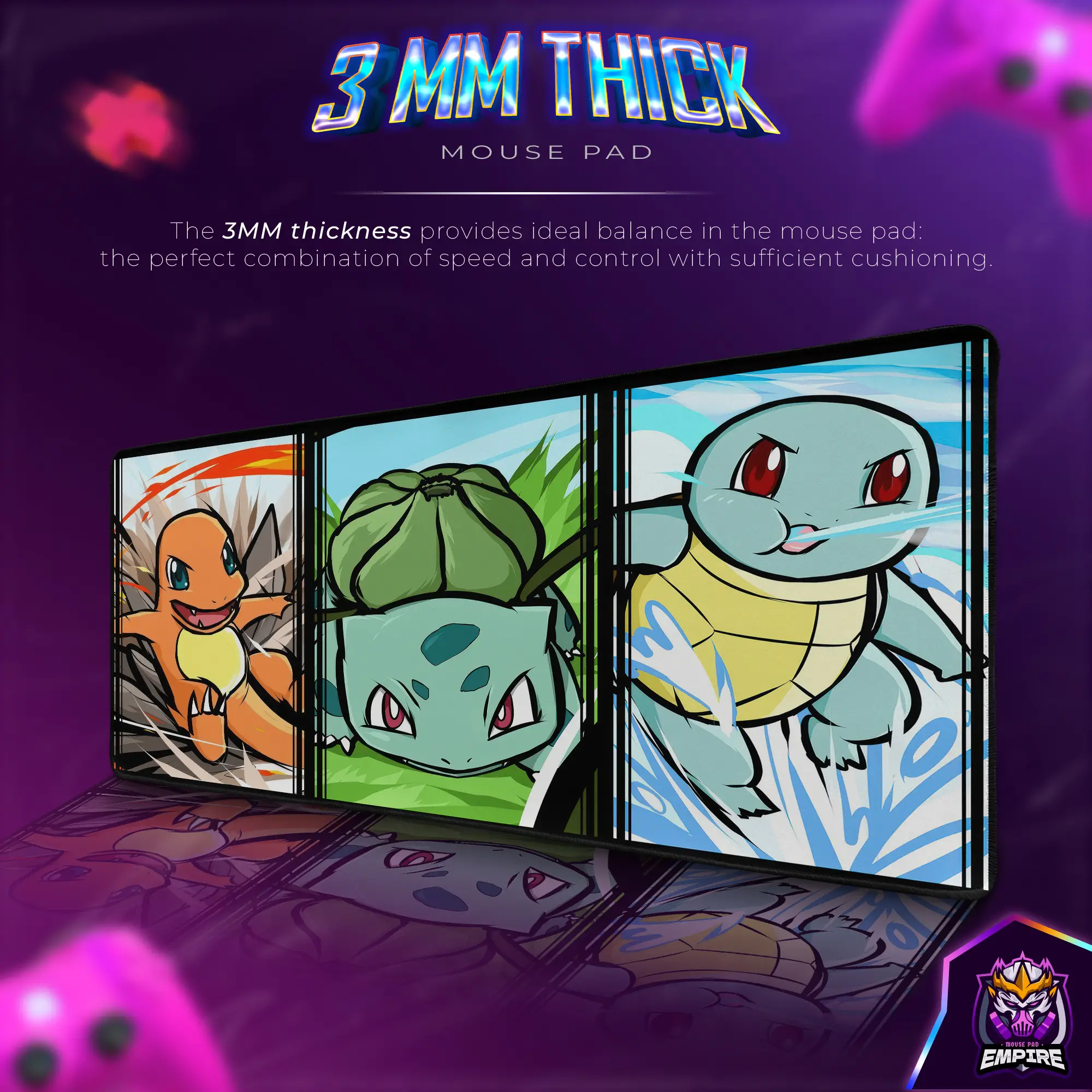 kanto-starters-desk-mat-pokémon-trio-mouse-pad2 Kanto Starters Desk Mat, Pokémon Trio Mouse Pad