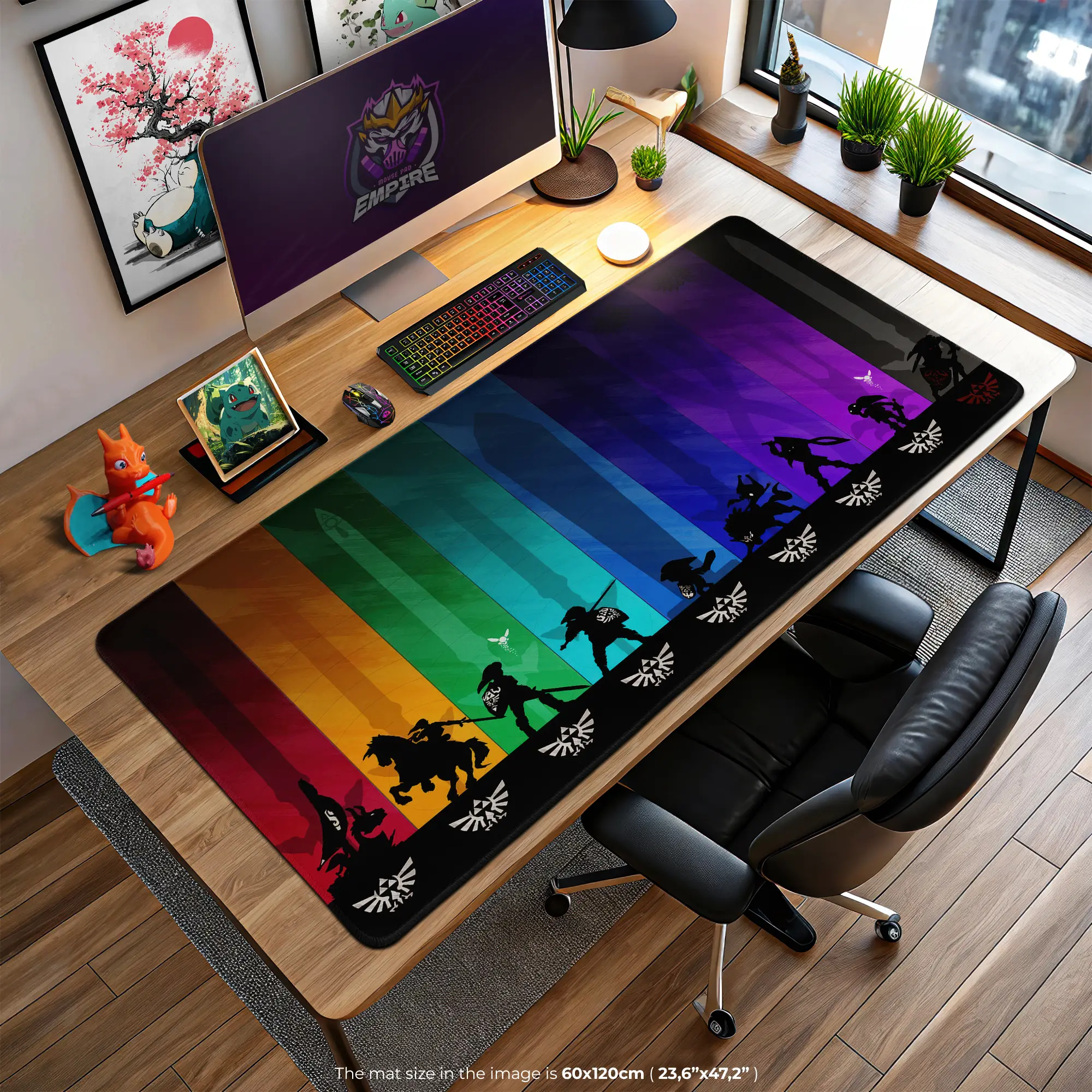 legendary-hero-desk-mat-triforce-battle-mouse-pad1 Legendary Hero Desk Mat, Triforce Battle Mouse Pad