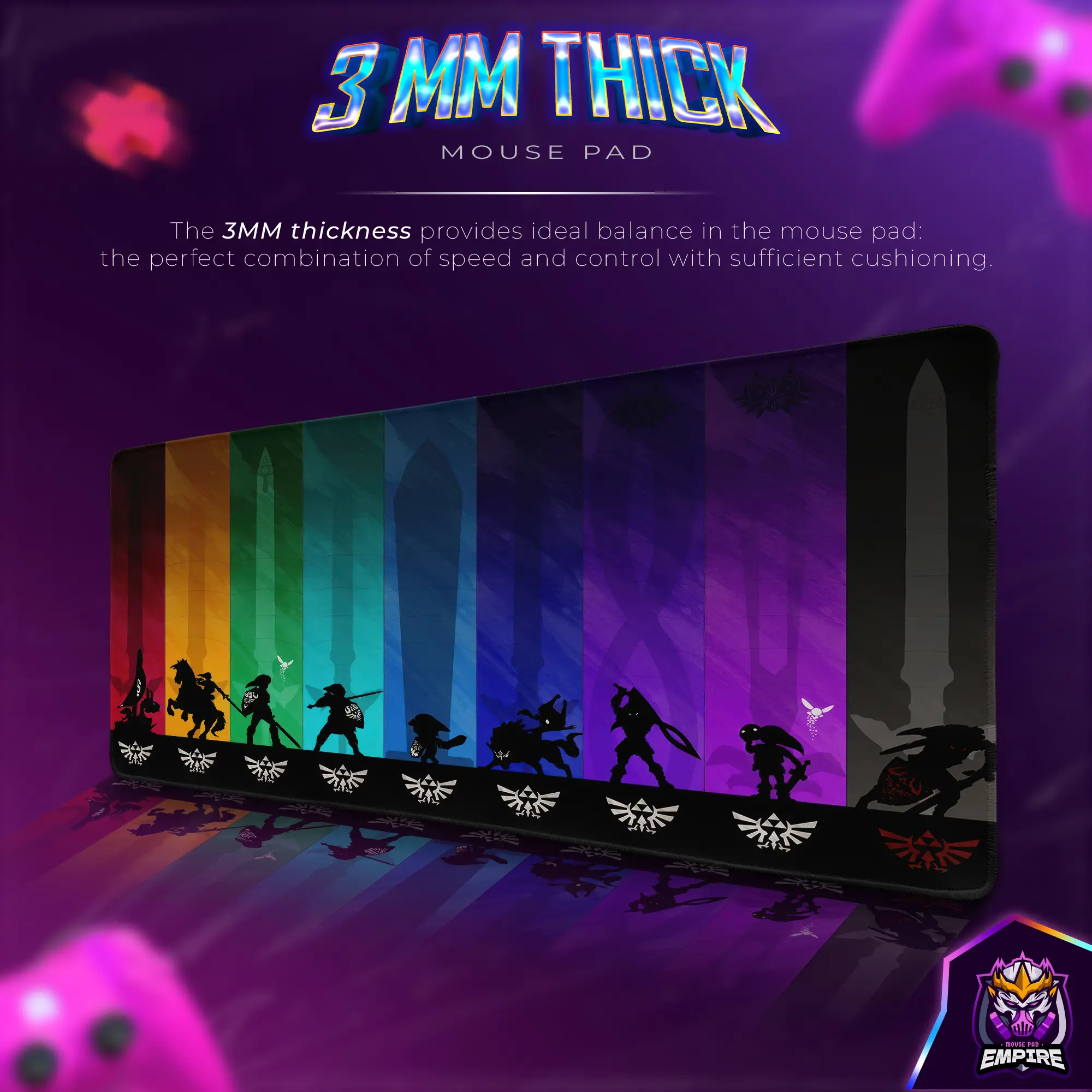 legendary-hero-desk-mat-triforce-battle-mouse-pad2 Legendary Hero Desk Mat, Triforce Battle Mouse Pad