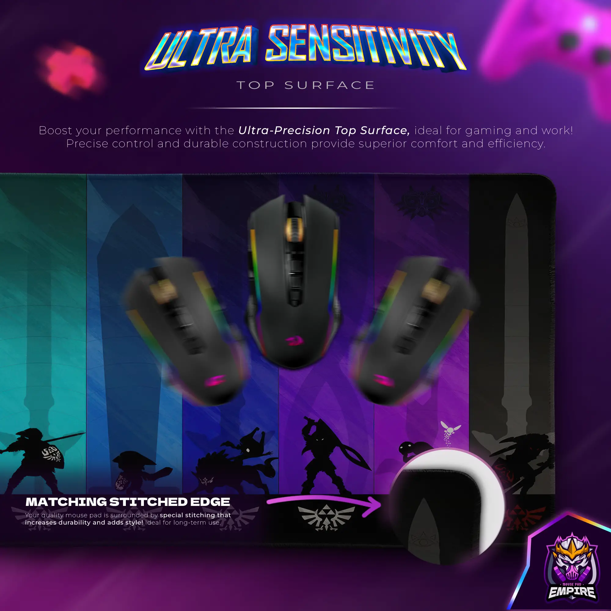 legendary-hero-desk-mat-triforce-battle-mouse-pad3 Legendary Hero Desk Mat, Triforce Battle Mouse Pad