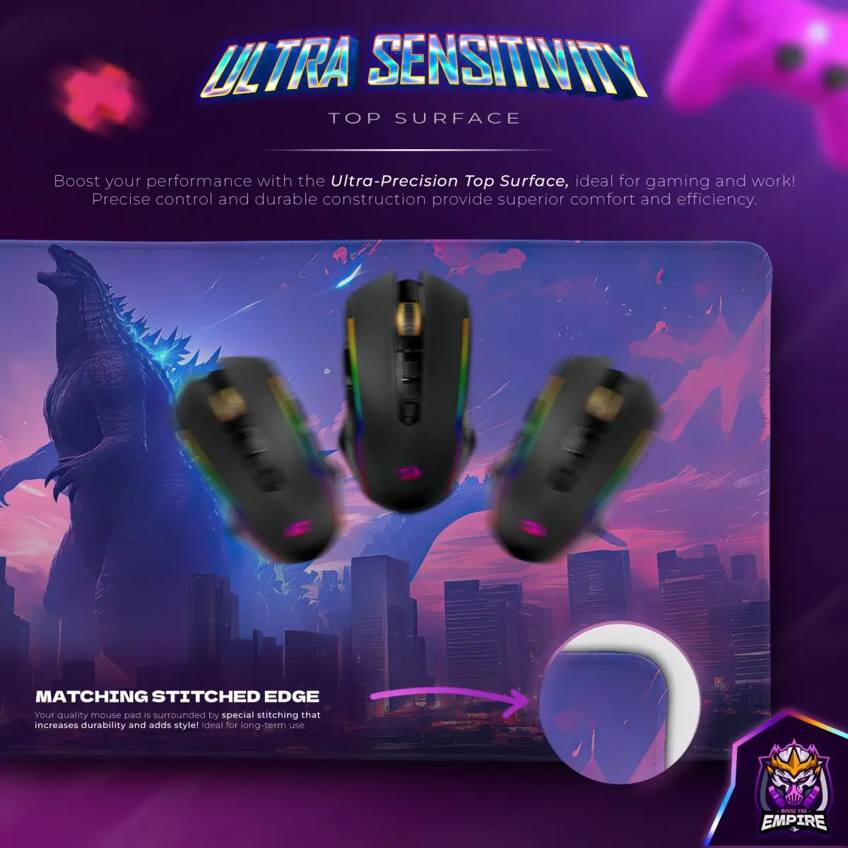 Monster Invasion Desk Mat, City Destroyer Mouse Pad