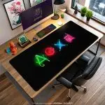 Neon Gamer Symbols Desk Mat, PlayStation Icons Mouse Pad