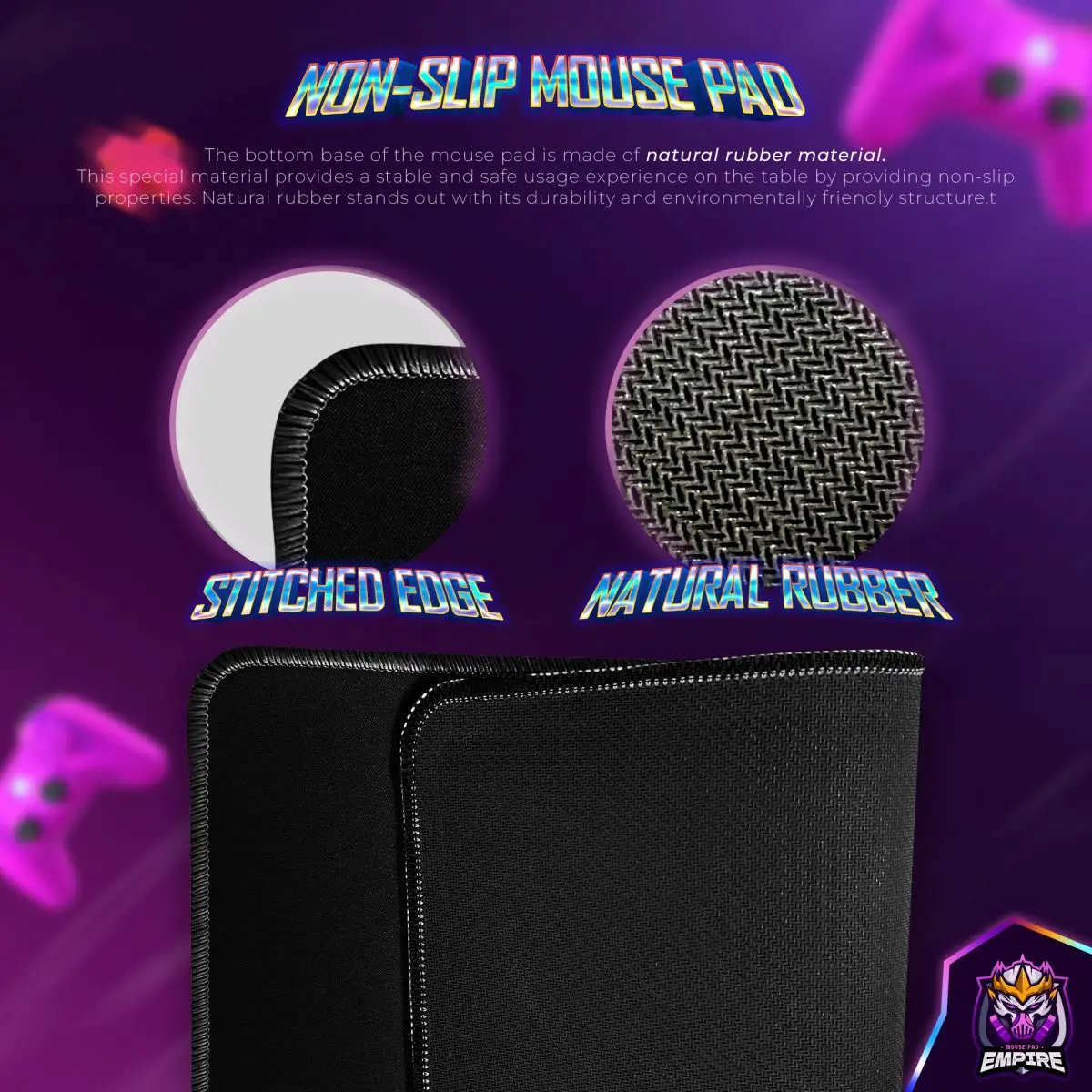 Neon Gamer Symbols Desk Mat, PlayStation Icons Mouse Pad