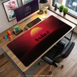 Neon Western Sunset Desk Mat, Retro Cowboy Mouse Pad
