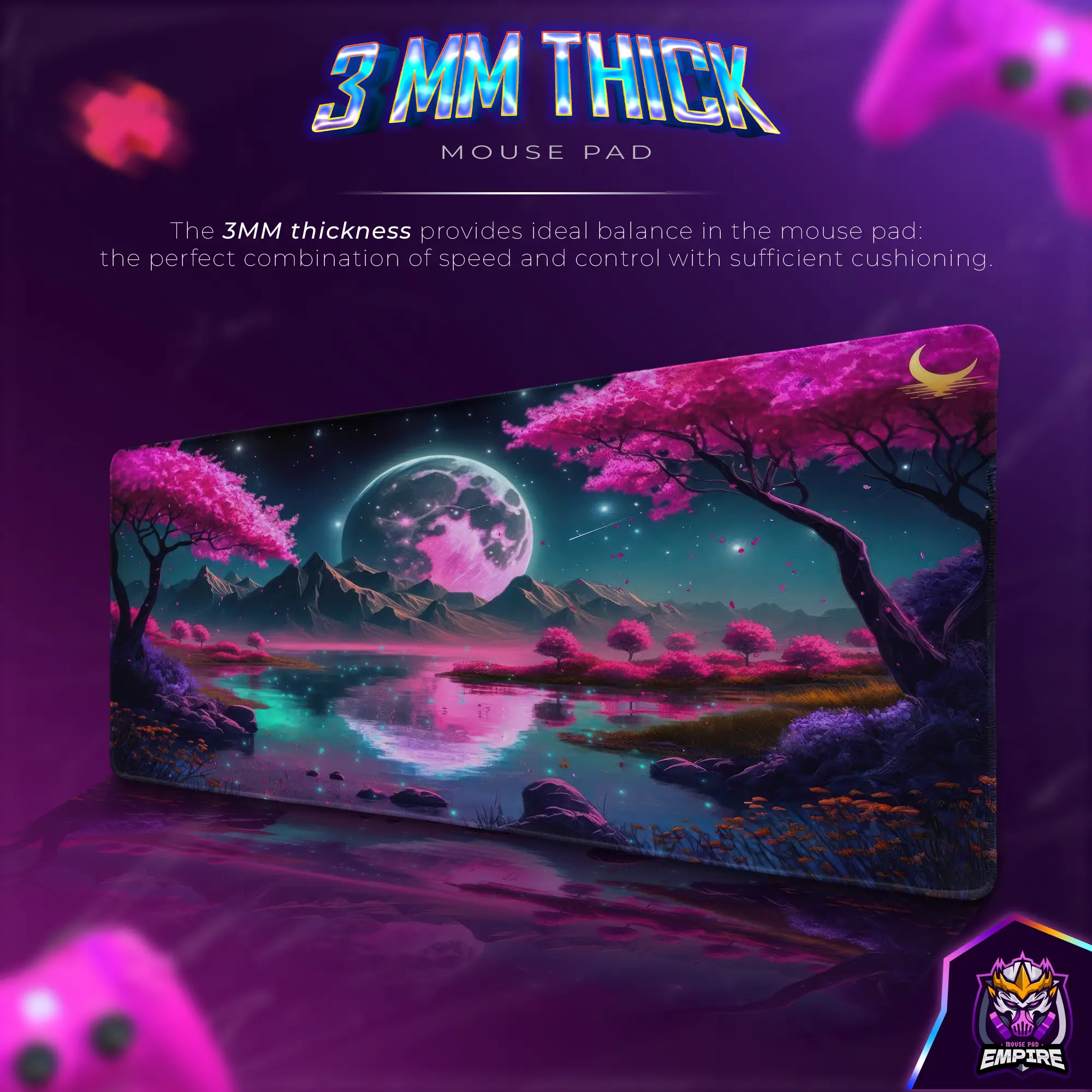 pink-moonlit-fantasy-desk-mat-neon-galaxy-mouse-pad2 Pink Moonlit Fantasy Desk Mat, Neon Galaxy Mouse Pad