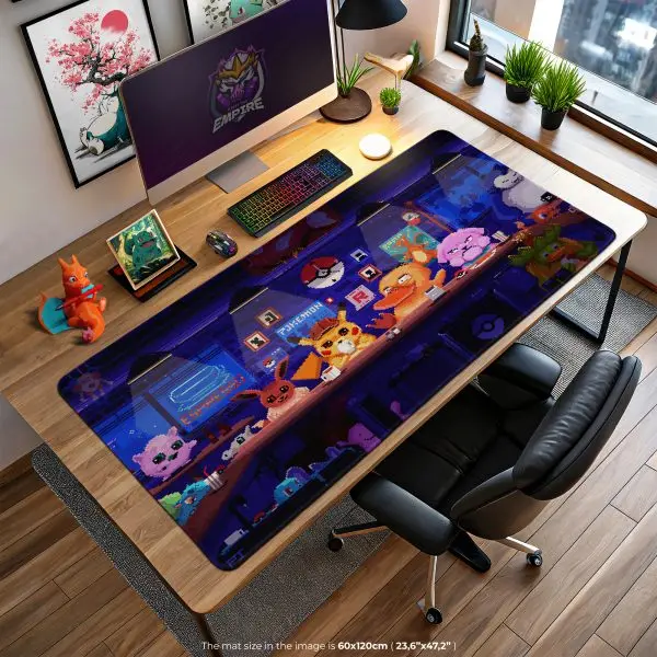 Pokémon Café Vibes Desk Mat, Pixel Art Mouse Pad