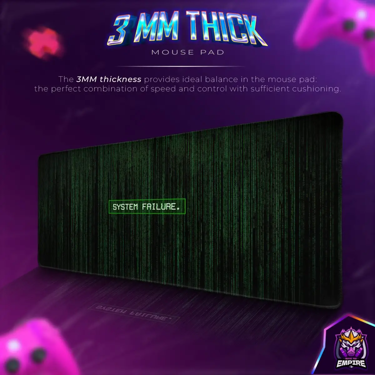System Failure Desk Mat, Cyber Code Mouse Pad