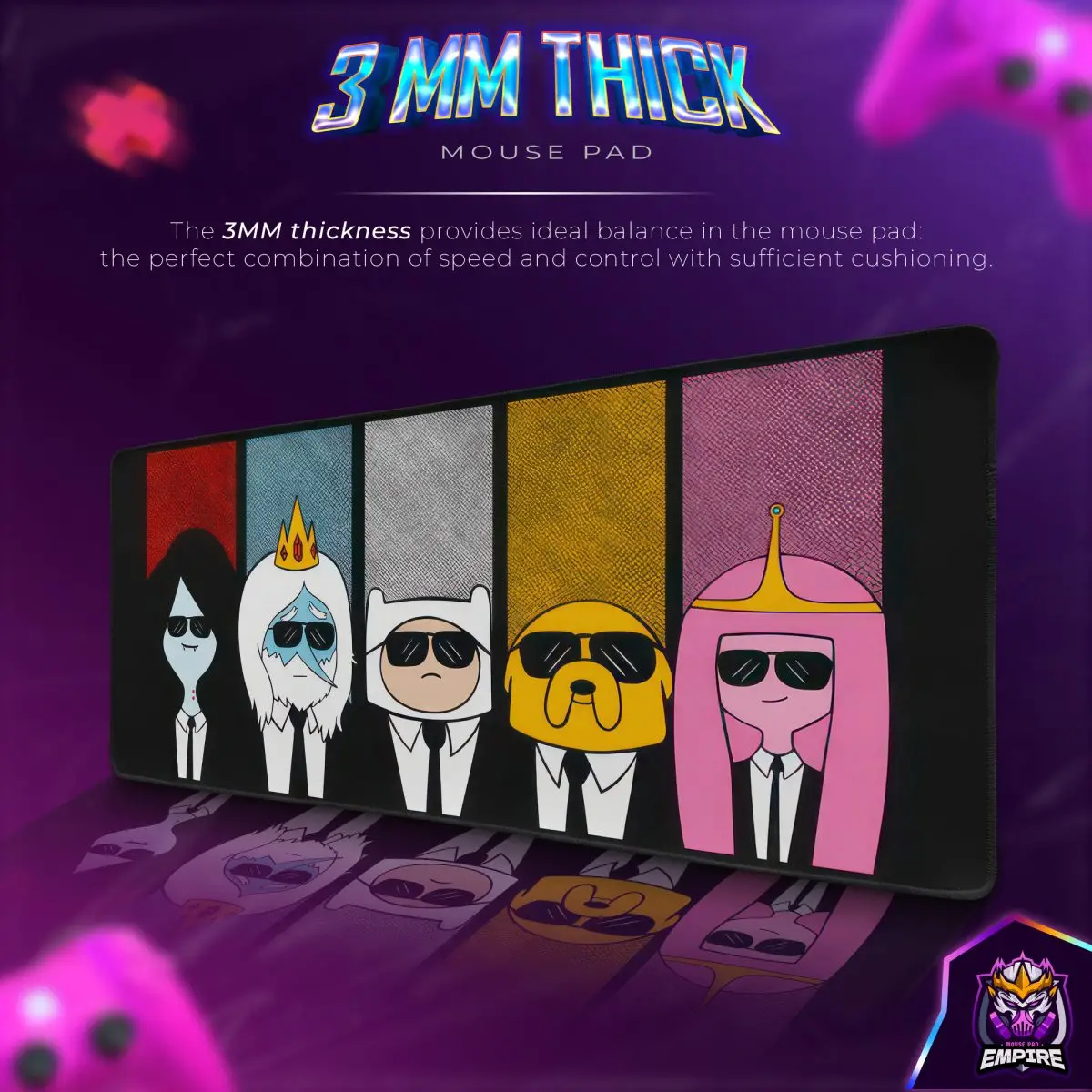 Adventure Time Cool Crew Desk Mat, Cartoon Style Mouse Pad