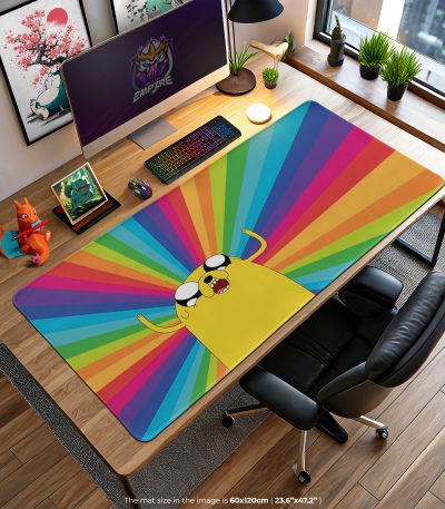 Adventure Time Jake Desk Mat, Rainbow Burst Mouse Pad