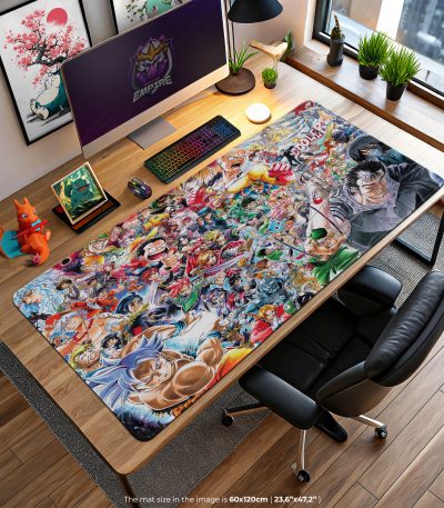Anime Legends Collage Desk Mat, Shonen Heroes Mouse Pad
