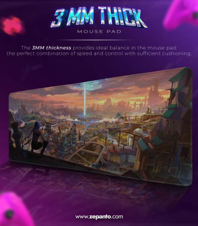 Arcane Jinx Cityscape Desk Mat, League of Legends Mouse Pad