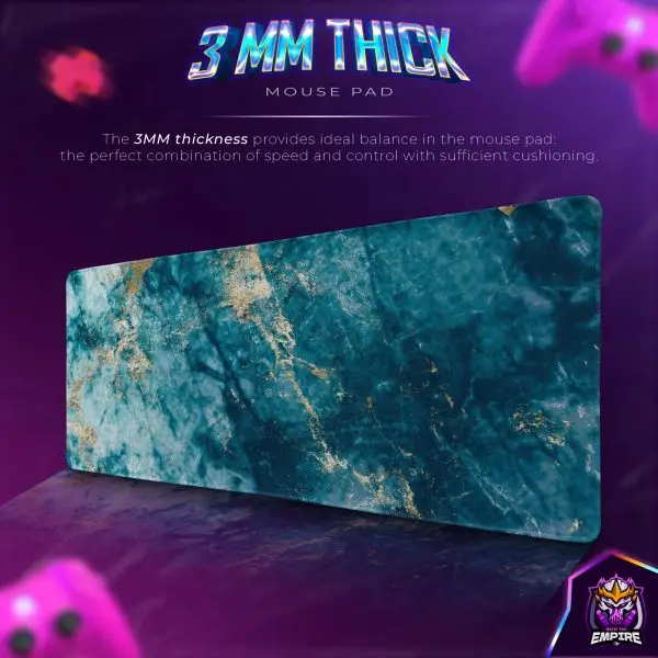 Blue Marble Desk Mat, Elegant Stone Texture Mouse Pad