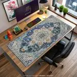 Blue Vintage Floral Desk Mat, Medallion Rug Mouse Pad