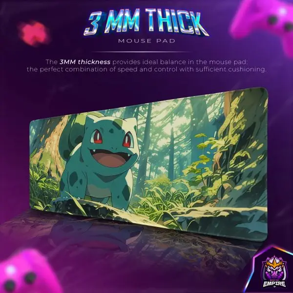 Bulbasaur Grove Desk Mat, Forest Light Mouse Pad