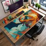 Charizard Flame Burst Desk Mat, Pokémon Fire Mouse Pad