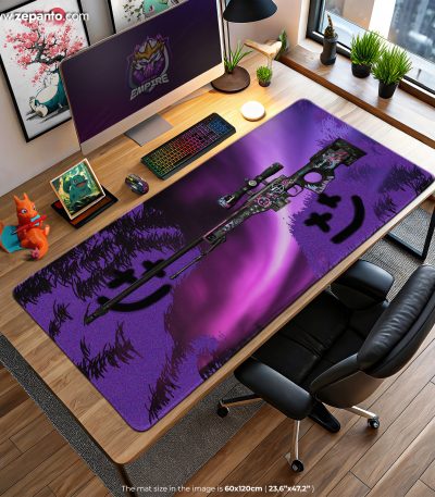CS GO Desk Mat, Smiley AWP Graffiti Mouse Pad
