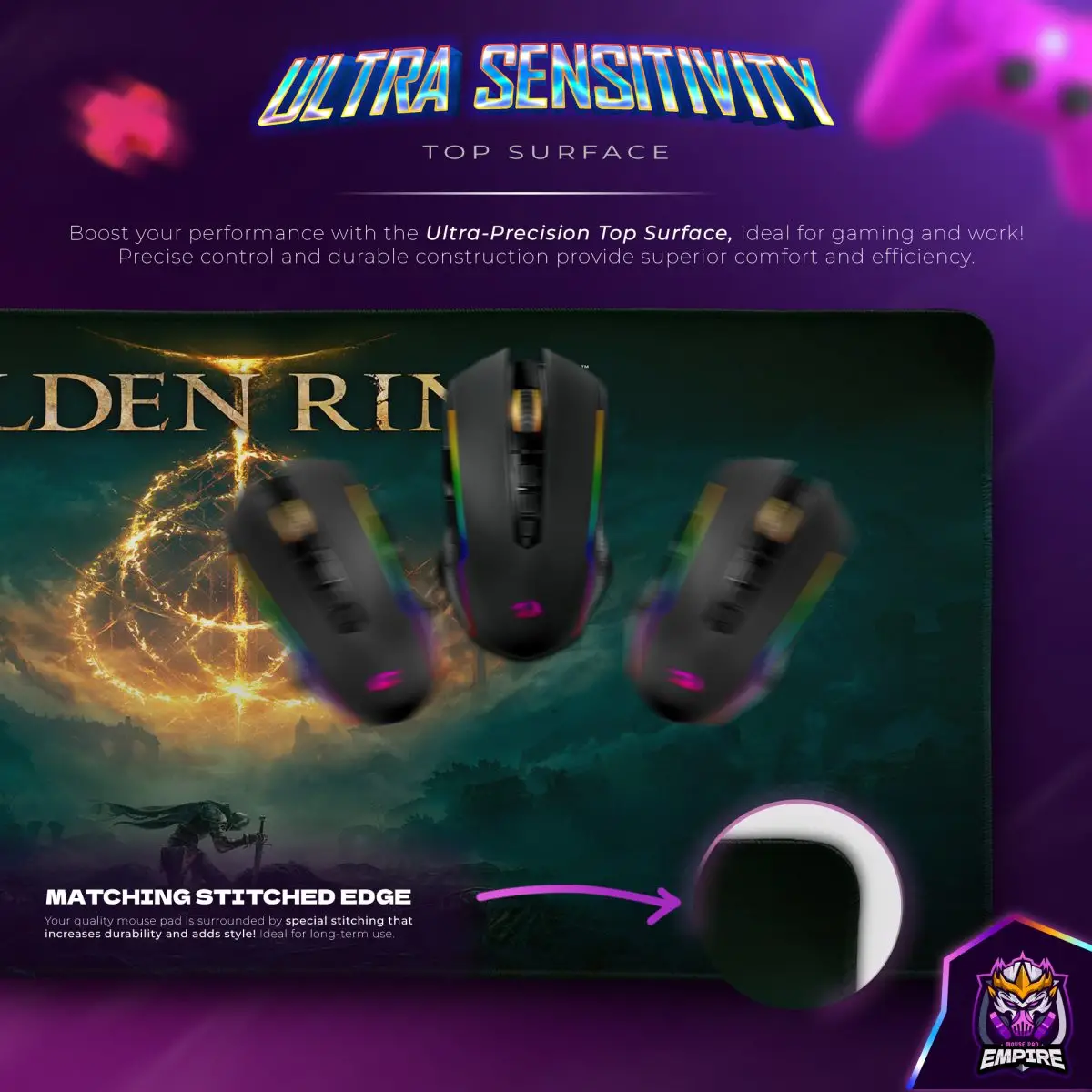 Elden Ring Crest Desk Mat, Lands Between Mouse Pad