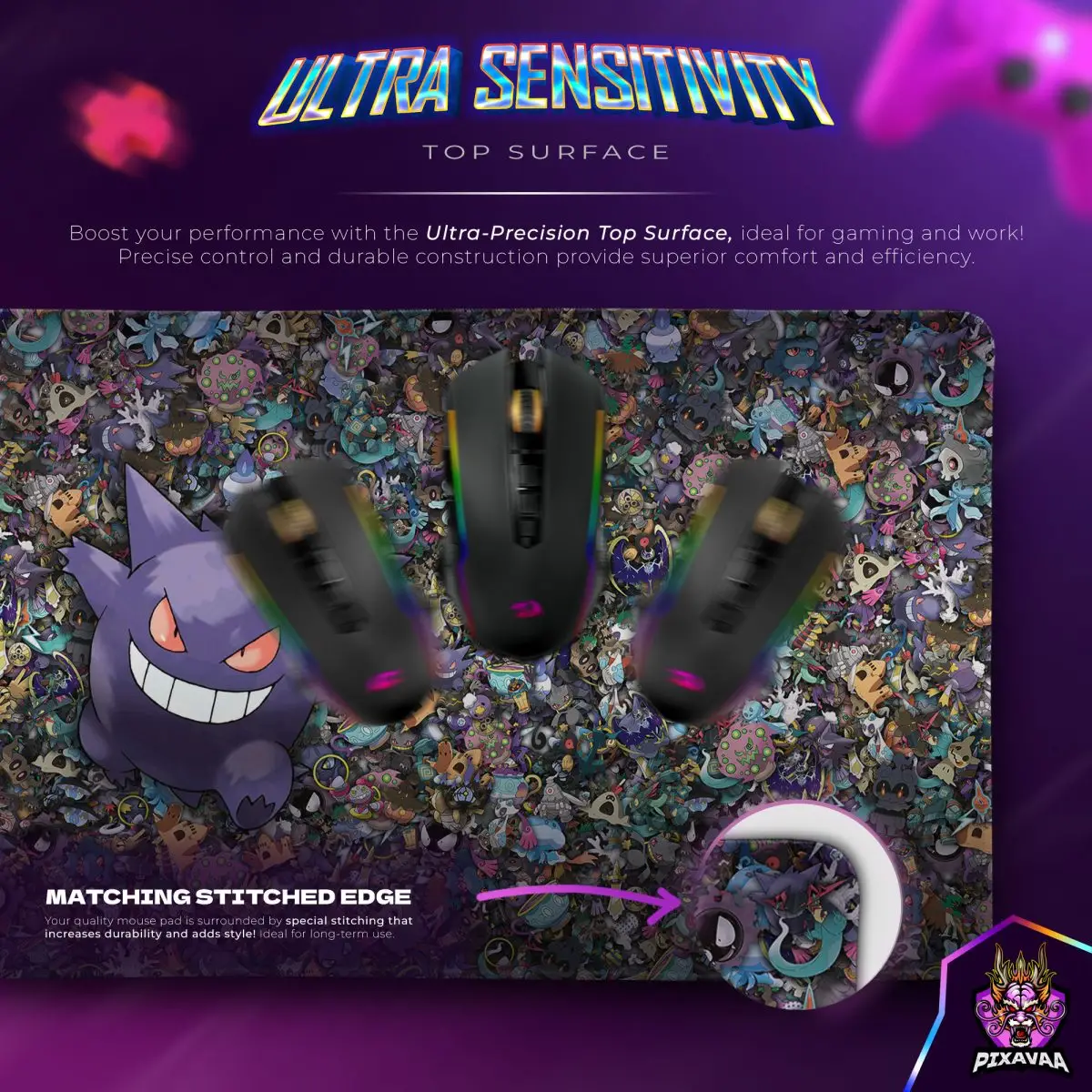 Gengar Pokémon Desk Mat, Ghostly Mischief Mouse Pad