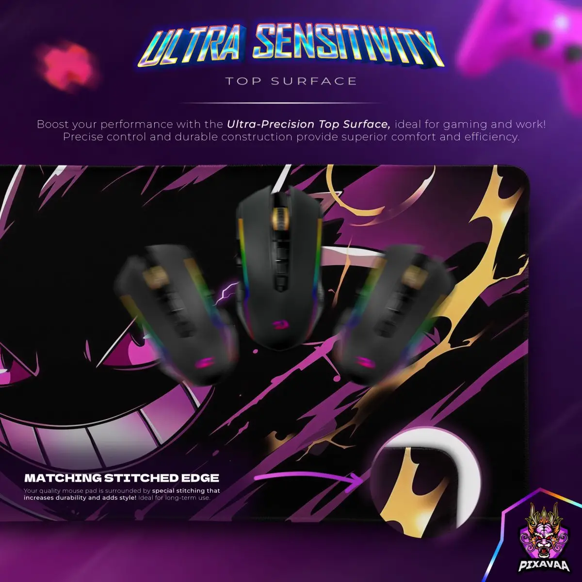 Gengar Pokémon Desk Mat, Shadow Surge Mouse Pad