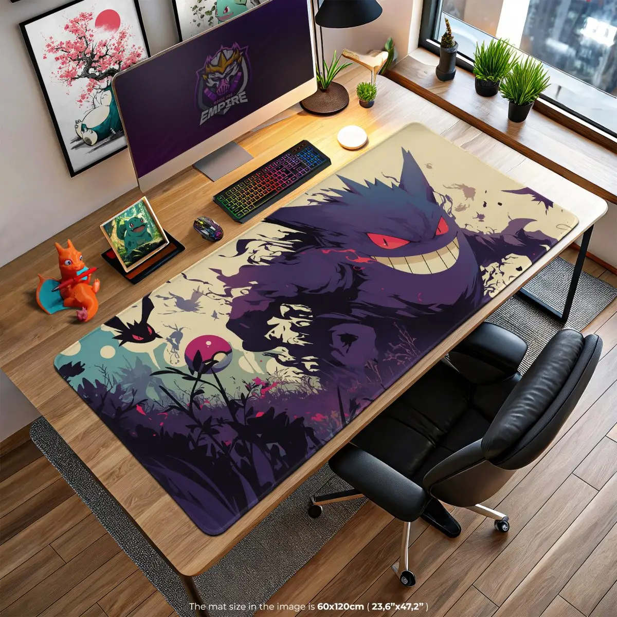 Gengar Shadow Strike Desk Mat, Pokemon Ghost Mouse Pad