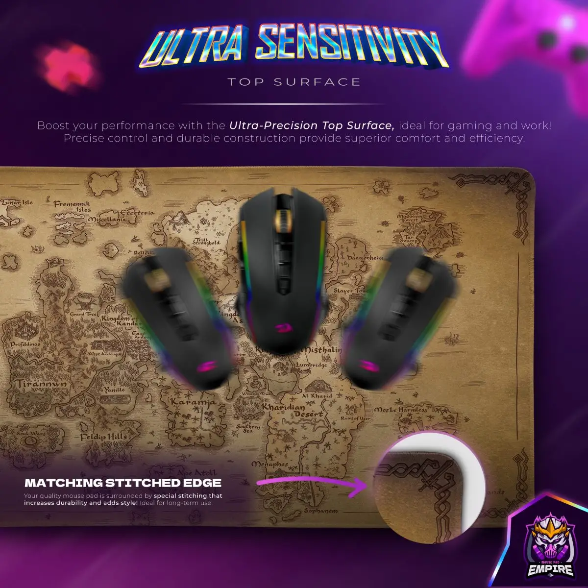Gielinor Map Desk Mat, Runescape World Mouse Pad