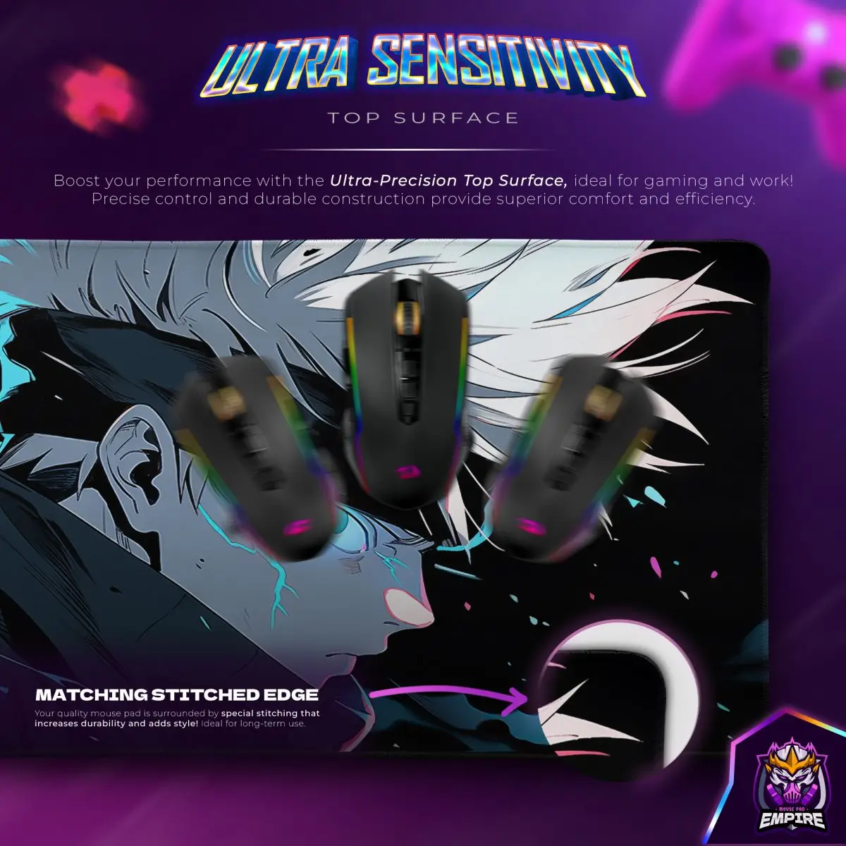 Gojo Limitless Gaze Desk Mat, Jujutsu Kaisen Mouse Pad