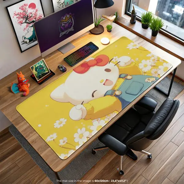 Hello Kitty Daisies Desk Mat, Cute Blossom Mouse Pad