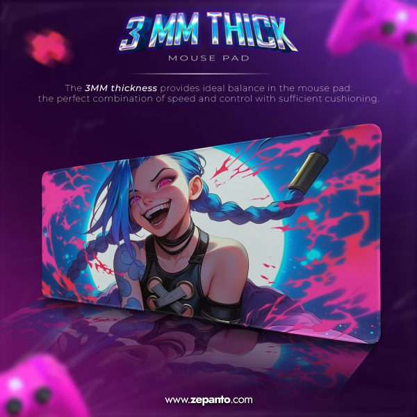 Jinx Chaos Core Desk Mat, Arcane Blast Mouse Pad