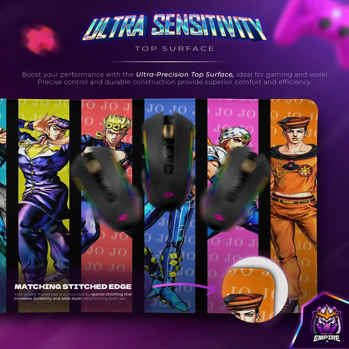 Joestar Legacy Desk Mat, Colorful JoJo Mouse Pad