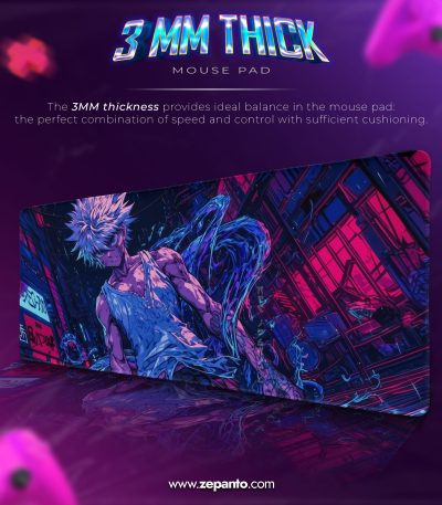 Killua Neon Strike Desk Mat, Zoldyck Volt Mouse Pad