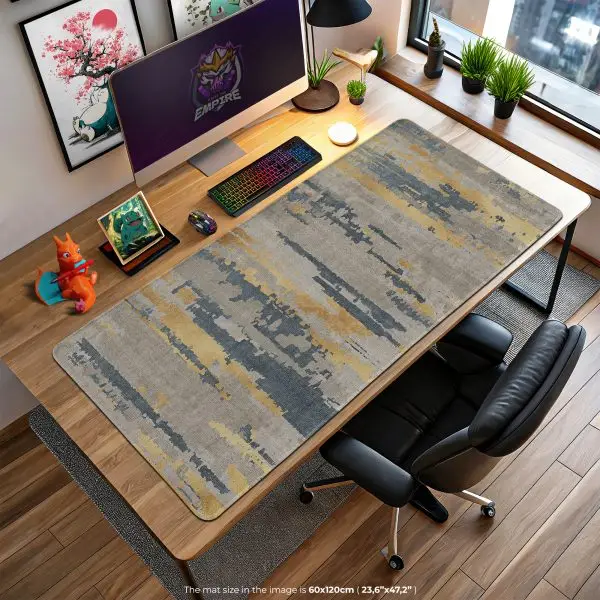 Modern Abstract Desk Mat, Neutral Art Mouse Pad