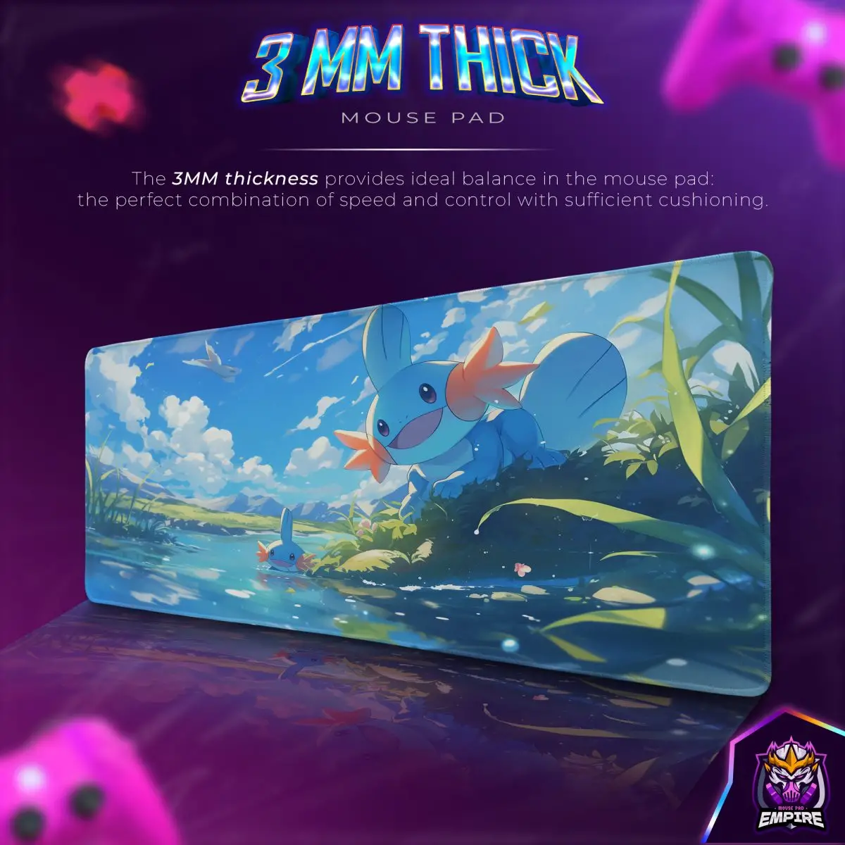 Mudkip River Breeze Desk Mat, Pokemon Calm Mouse Pad